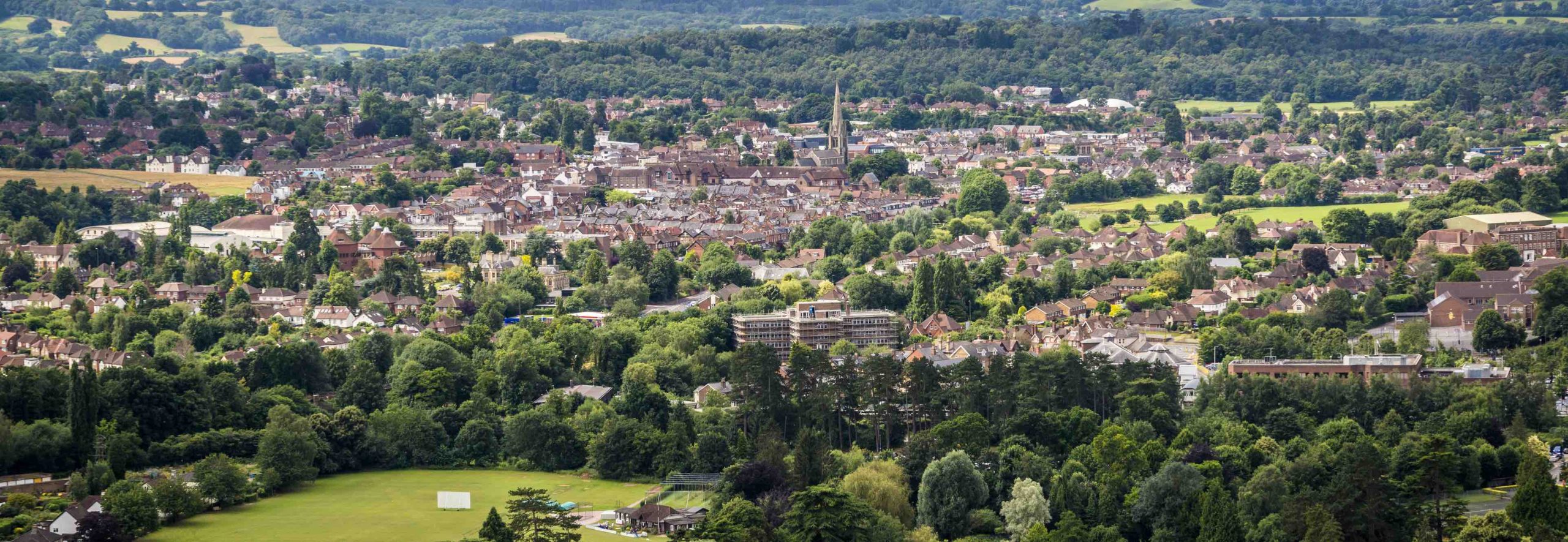 View of Dorking, England, UK A roof top view over Dorking - one of the best Places to Live in Surrey