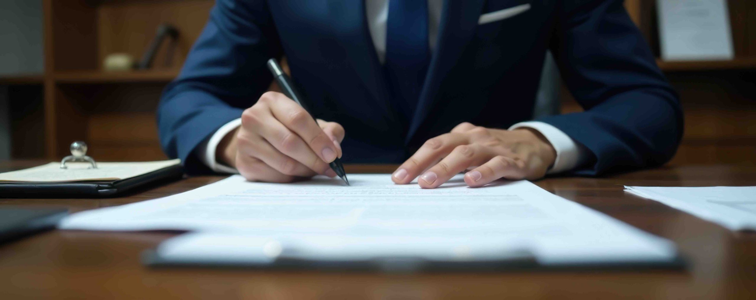 An image of a lawyer at their desk with paperwork in the foreground. - Chossing the right one is vital, and a reason using a Buying Agent Simplifies £1m+ Moves